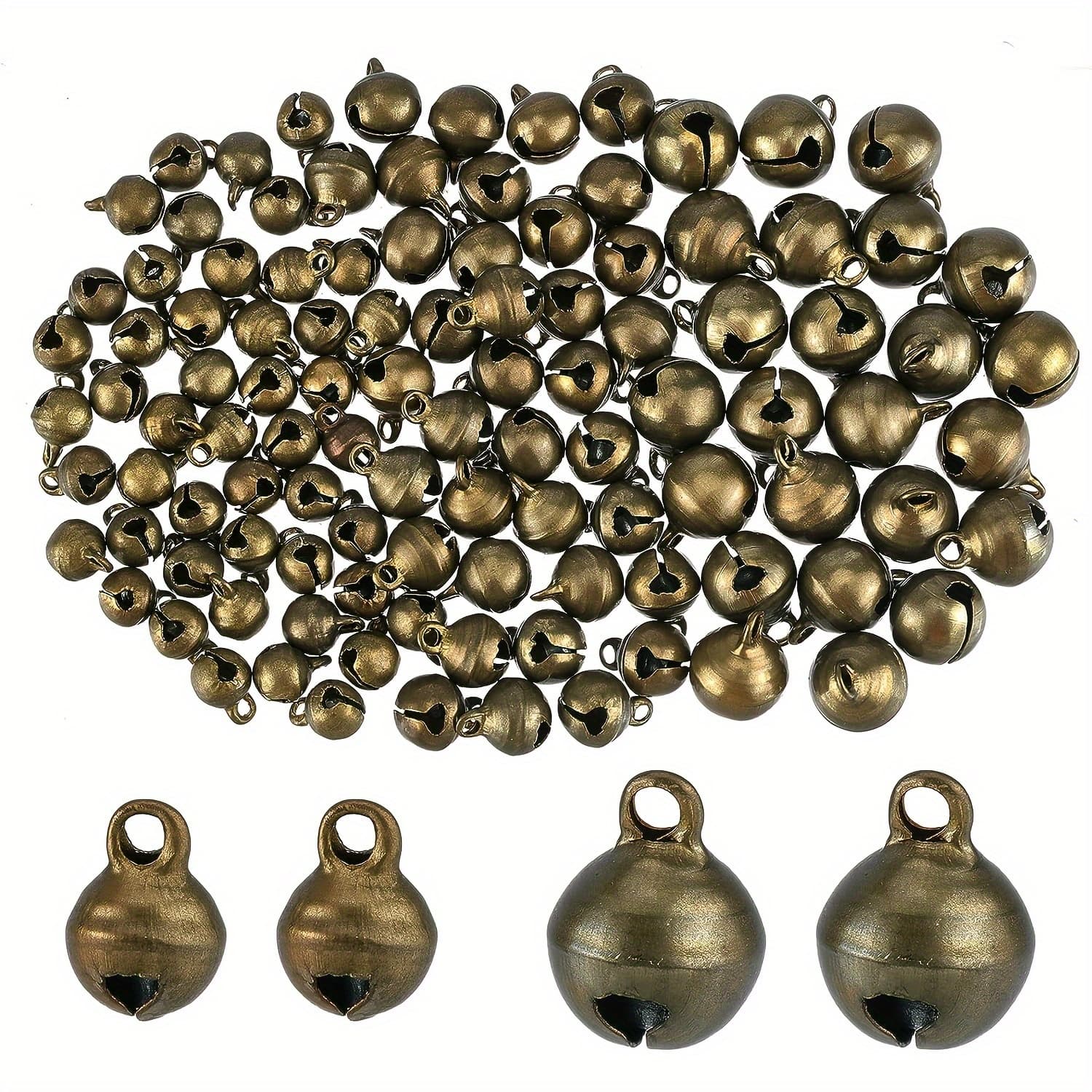 TEMU 60pcs Of Vintage Mini Bells, 2 Sizes (6mm & 10mm), Vintage Oval Small Bells, Suitable For Handicrafts, Christmas And Halloween Decorations