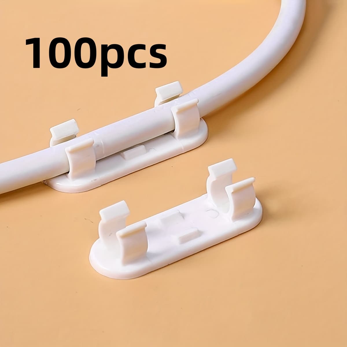 TEMU 100pcs Adjustable Cable Clips - Sticky Wire Organizers For Tv, Pc & Ethernet Cords - Under Desk & Wall Cord Management For Home Office