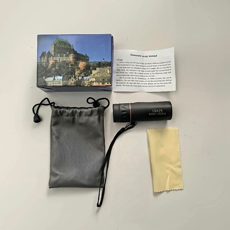 TEMU High Magnification Compact Monocular Telescope For Adults- Perfect For Hiking, Camping, Birdwatching, And Travel| Durable Rubber Material, Black