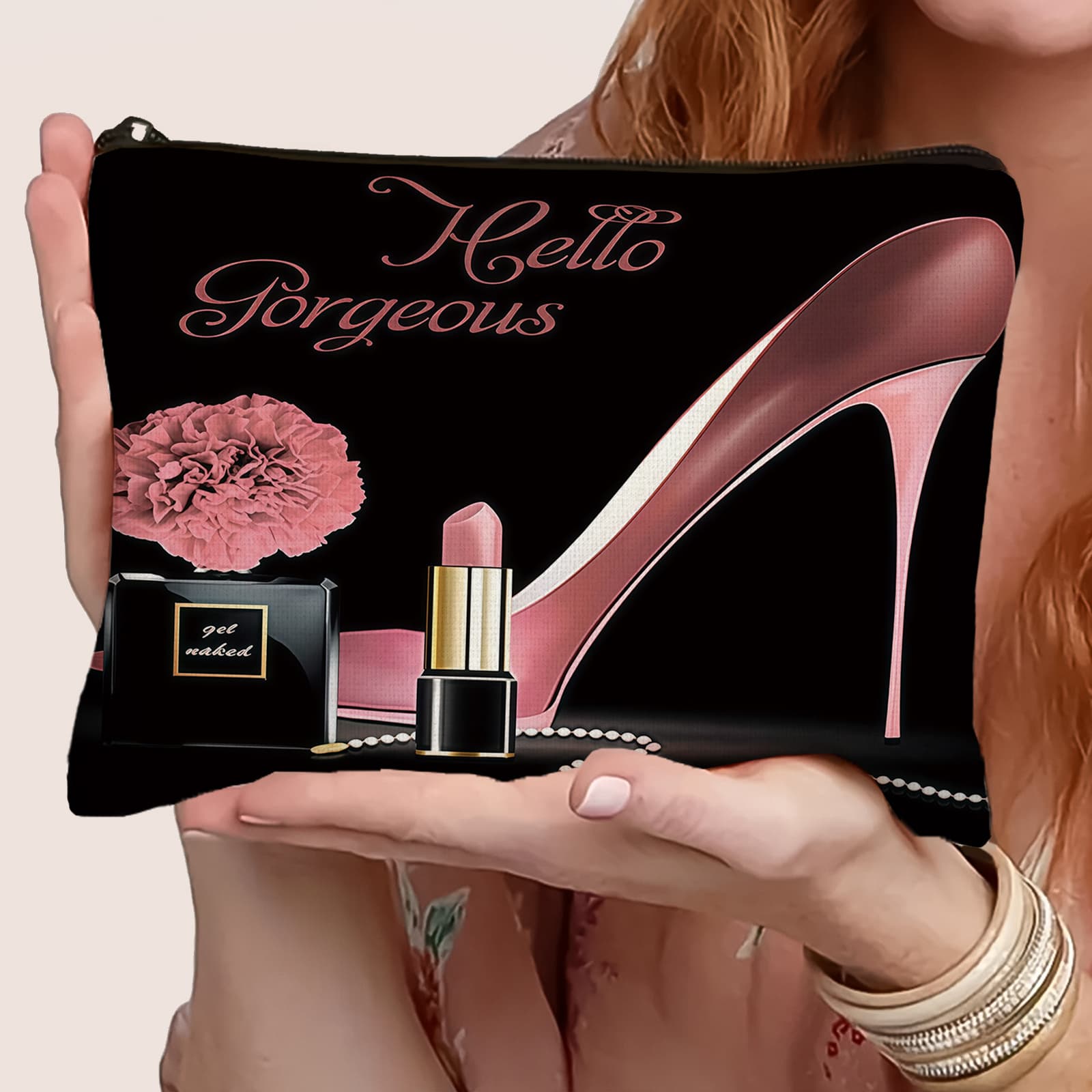 TEMU 1pc High Heel Shoe-shaped Makeup Bag "" - Lining Cosmetic Suitable For Nail Artists, Travel Toiletry Storage, Nail Polish Holder, Gift For Nail , Daily Use & Nail Salon
