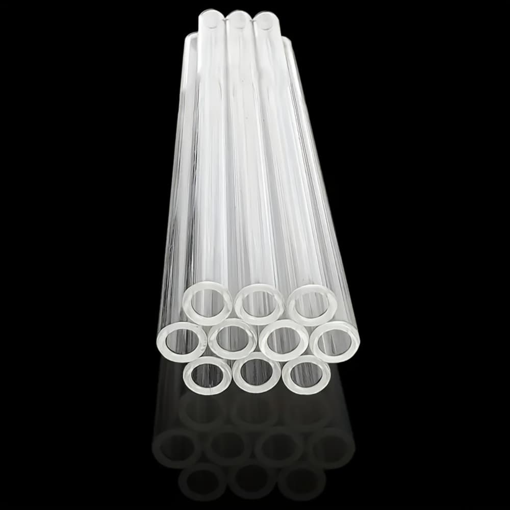 TEMU 10pcs High Borosilicate Glass Tube Hollow Conduit With High Temperature Resistance, Outer Diameter Of 12mm, Thickness Of 2mm, Suitable For Experiments