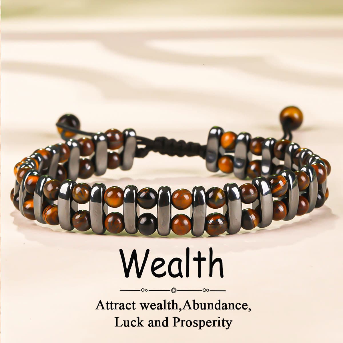 TEMU Draw In With This Artisan- Double-layer Bracelet Made Of Tiger Eye Beads, Showcasing A Punk-inspired Braided Design The Skin, Ideal For Daily Use And As A Gift