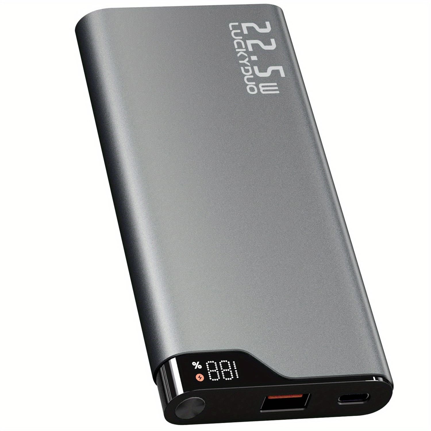 TEMU Mobile Battery Pack 10000mah, Compact Portable Charger, Thinnest And Lightest 22.5w Input And Output Battery Pack With Battery Percentage, Suitable For Iphone, Ipad, Galaxy, Pixel, Etc