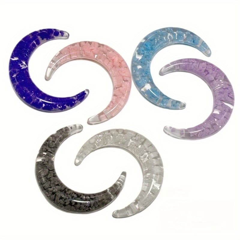 TEMU 5pcs Crescent Cloud 3d Resin Beads - Rainbow Gradient Glitter Beaded Pen Tips, Suitable For Diy Keychains, Jewelry Making And Accessories | | Glossy Surface