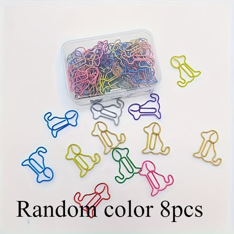 TEMU Random Color / 8pcs Adorable Dog-shaped Paper Clips, Creative Animal Design Binder Clips, Durable Metal Construction - Perfect For Dog Lovers & Everyday Office Use