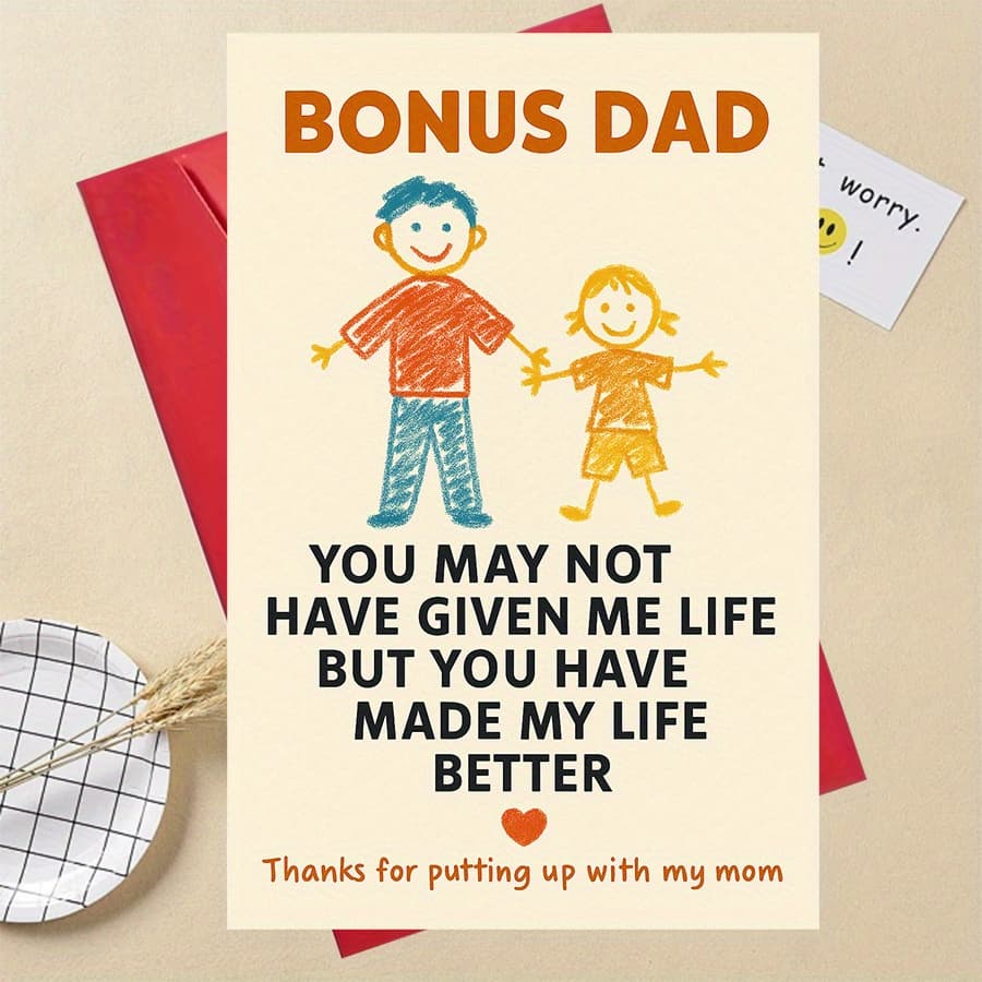 TEMU 1pc Funny Gifts Appreciation Card For Step Fathers Perfect For Father' Day Or Special Occasions Show Gratitude To The For Man Who Made And Supports The Family