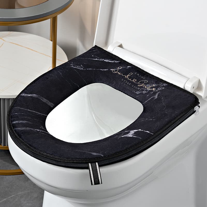 TEMU Home Winter Style Toilet Lid Universal Toilet Seat Thickened Circle Cushion Zipper Style Toilet Lid