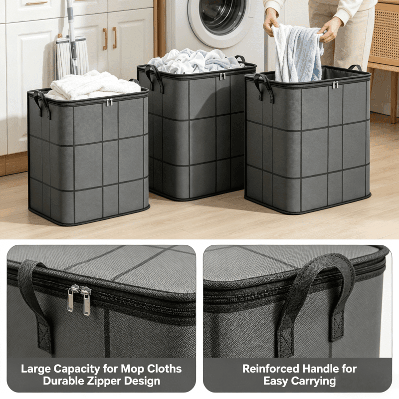 TEMU 3pcs Premium Dust-proof Garment Storage Solutions | Large Foldable Organizers | Moisture-resistant Containers For Bulky Blankets And Winter Coats, Under-bed Storage