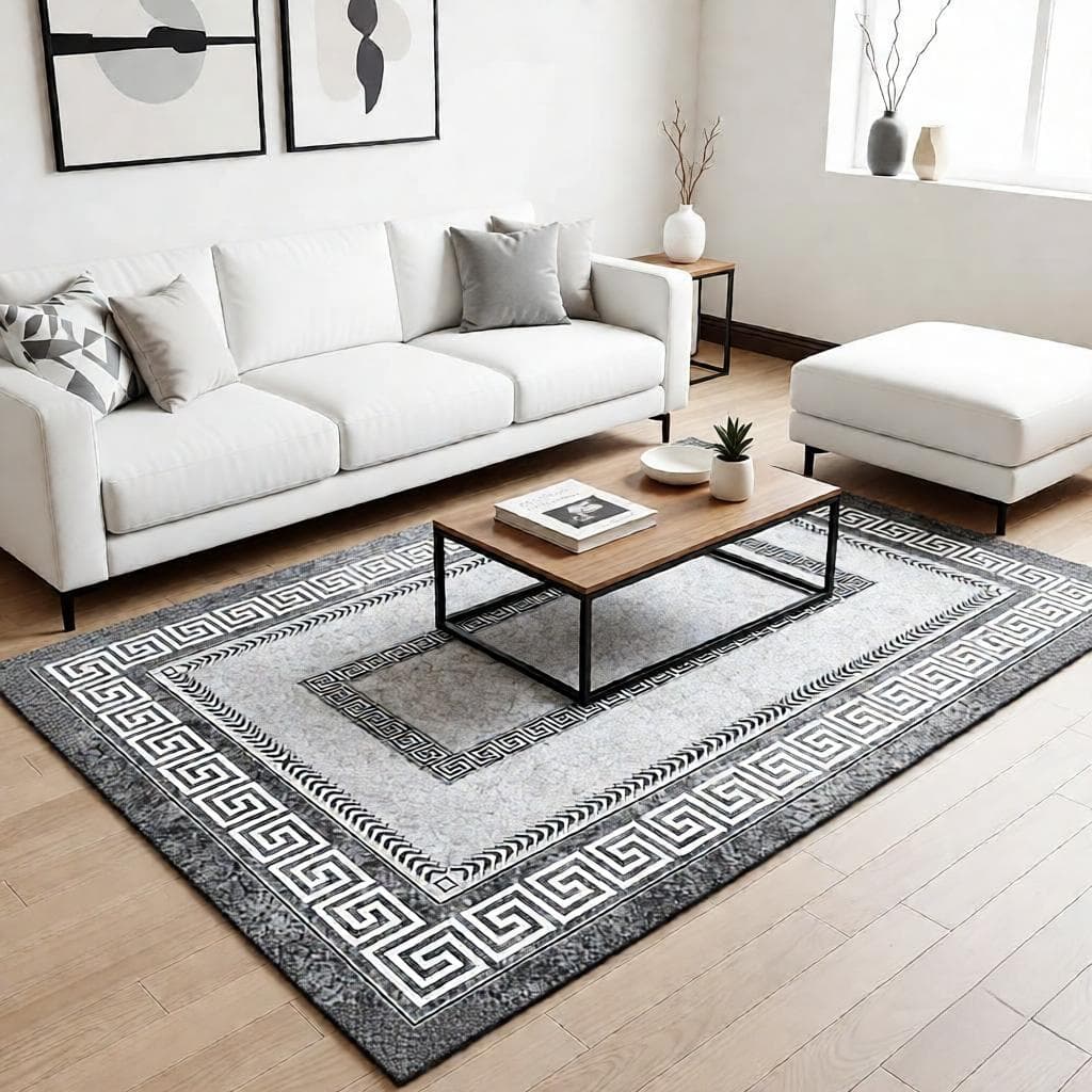 TEMU Luxury Velvet Area Rug- Bohemian Floral& Vintage Persian Print, Non-slip Backing, Machine Washable, 39.3*63 Inch, Neutral Marble Design, Perfect For Living Room And Bedroom, Luxury& .