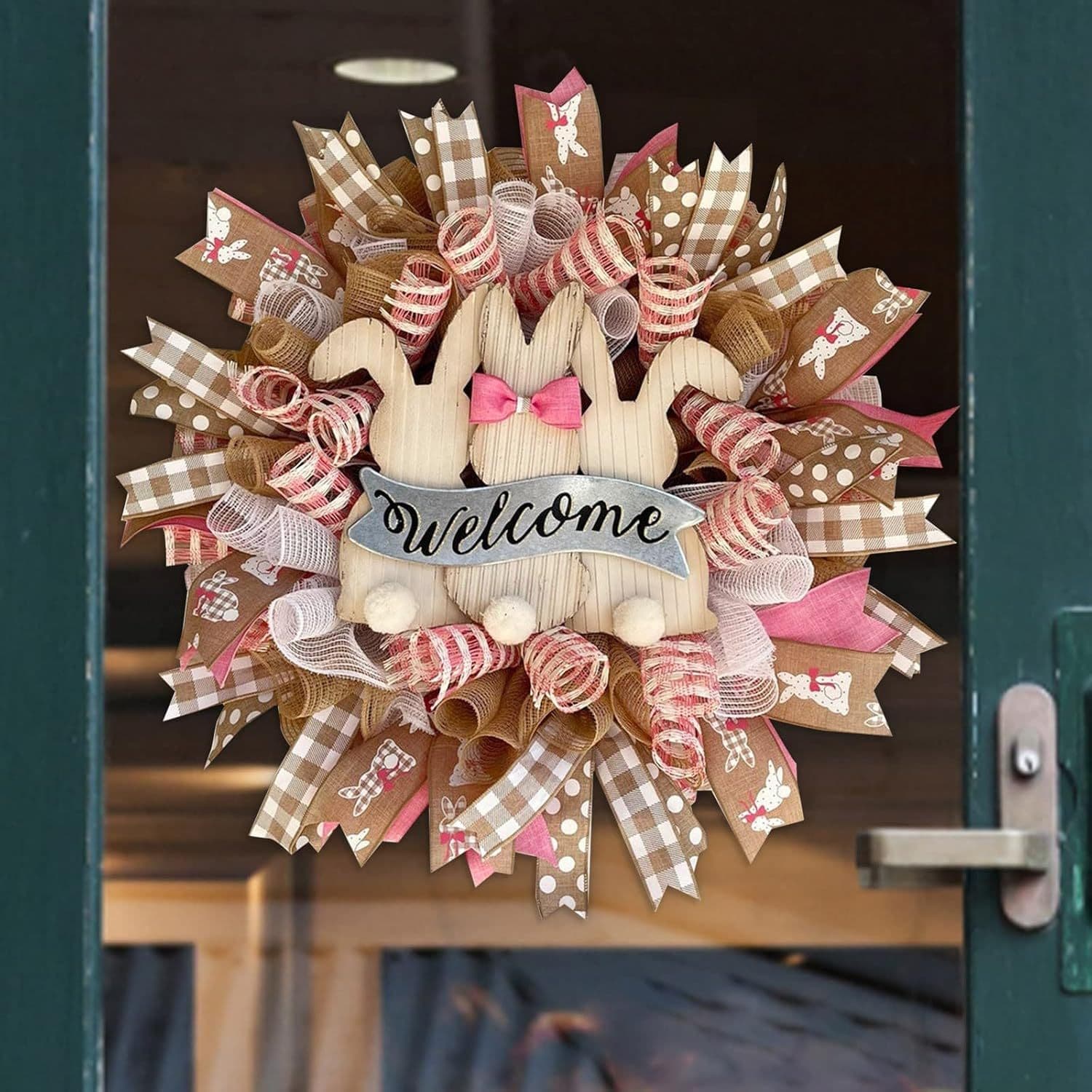 TEMU Rabbit Easter Wreath, Spring Easter Welcome Wreath- On Door Or Wall For Farmhouse Decoration