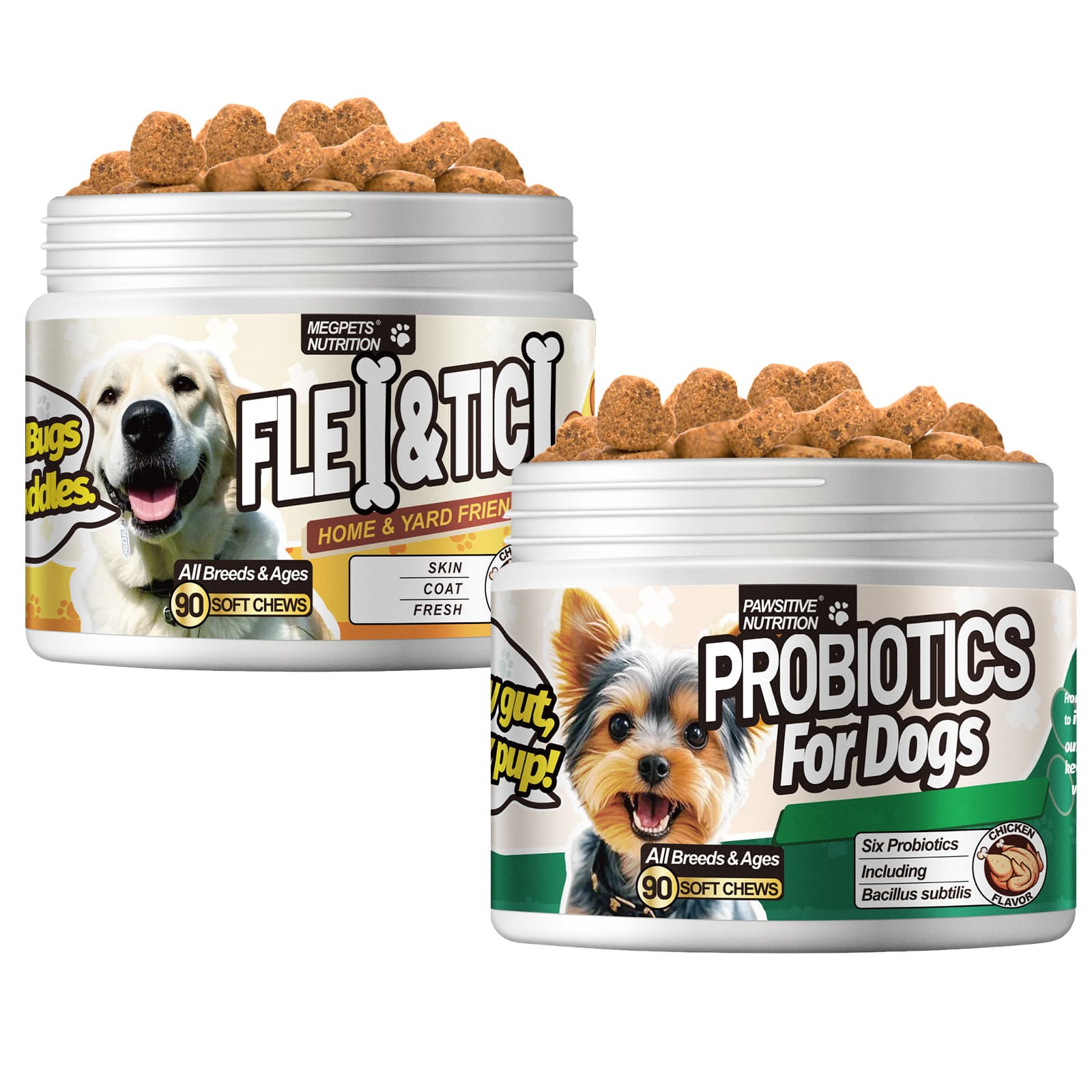 TEMU (2 Pack) Protection & Probiotics Chews For Dogs | All Breeds & Ages, For , Digestive, Health, Skin & Coat |with 6 , Meal, Coriander, Yeast, Vitamin B |180 Chews, Flavor