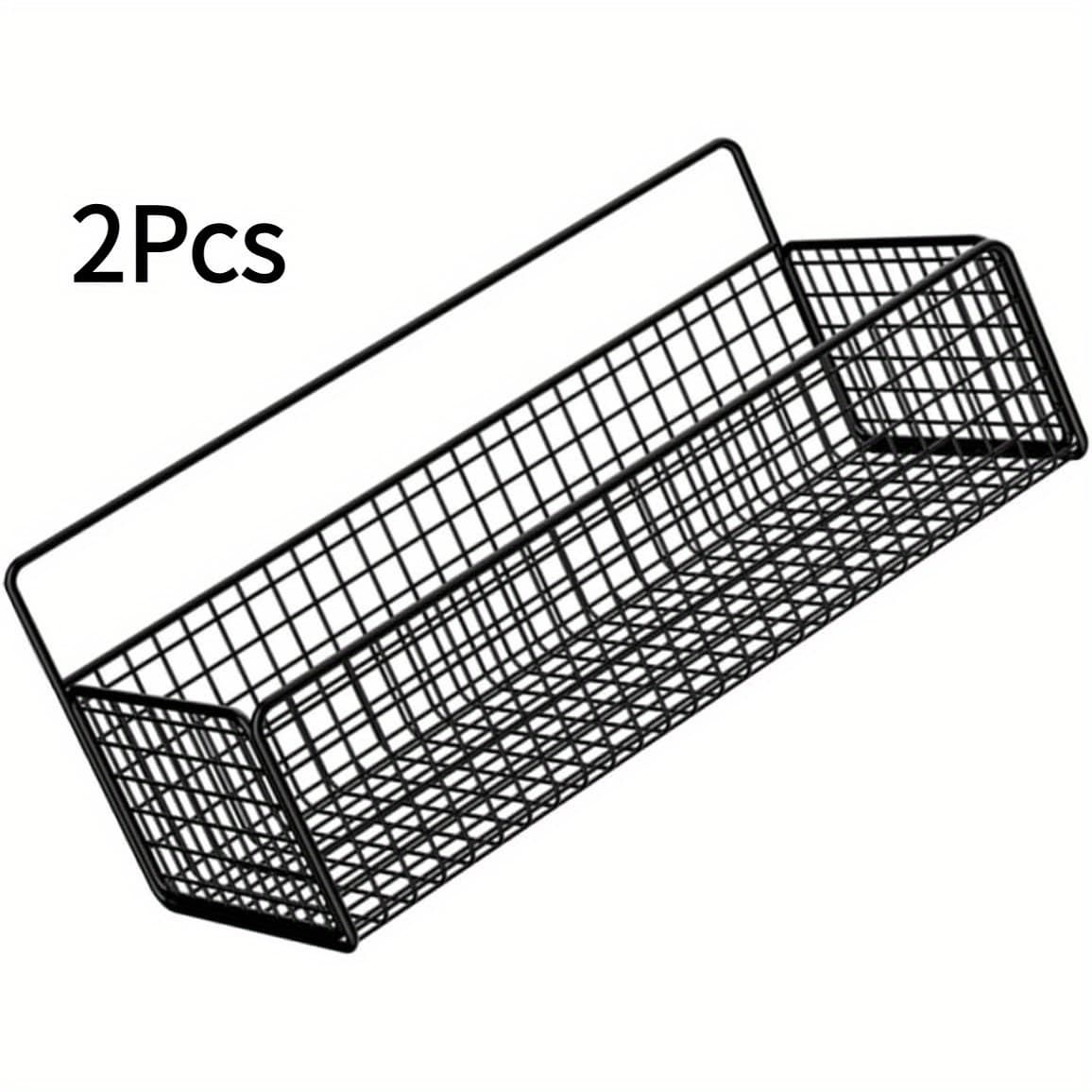 TEMU 2pcs Set Of Large Carbon Steel Grid Rack, No Drilling Wall Mounted Storage Box, Kitchen Bathroom Storage Rack, Minimalist , Durable Carbon Steel Storage System