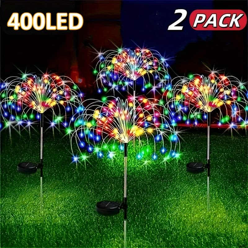 TEMU 2pcs Solar Garden Lights -17 Bright Led Designs With Dual Lighting - Automatic Solar Charging For Outdoor Decoration Of Courtyards, Courtyards, And