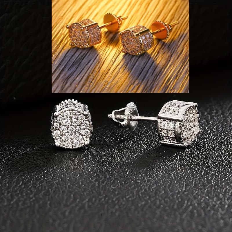 TEMU Moissanite: + With (gra Certification) Stylish - Moissanite - Exquisite Unisex Earrings Featuring Of European And American Hip-hop Style, Inlaid With Moissanite