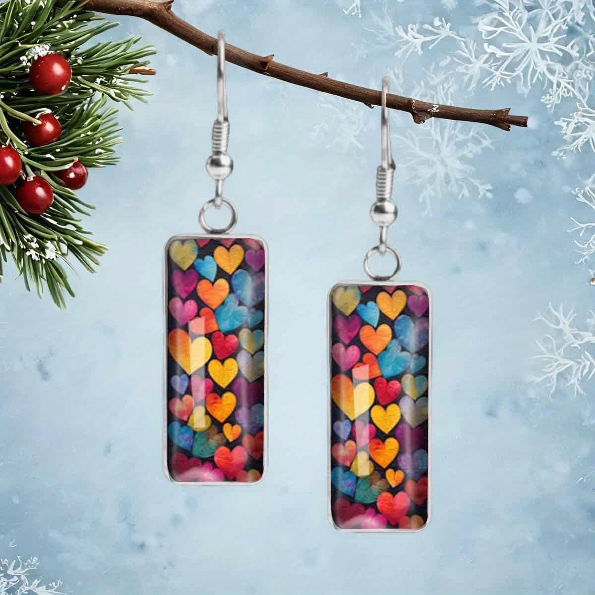 TEMU A Pair Of Romantic, Hypoallergenic Earrings Designed With Printing, Handcrafted Jewelry, Perfect For Valentine's Day, Christmas, Anniversaries, And Birthday Gifts, Without Battery