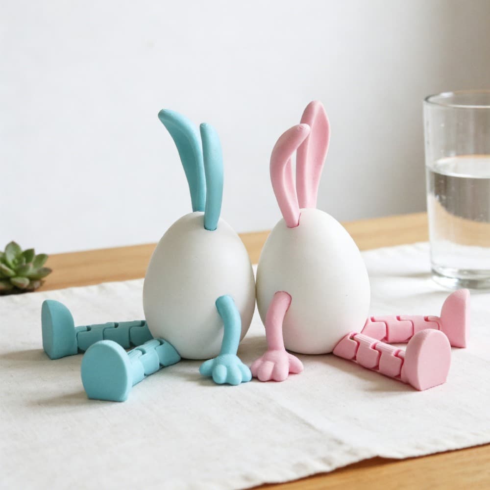 TEMU 2pcs Easter Egg Bunny Decoration, 3d Printed Moveable Model, Desktop Decor Additions, Easter Macaron Color Scheme, Study Office Ornaments, Easter Enthusiast Gifts, Cute Decorations