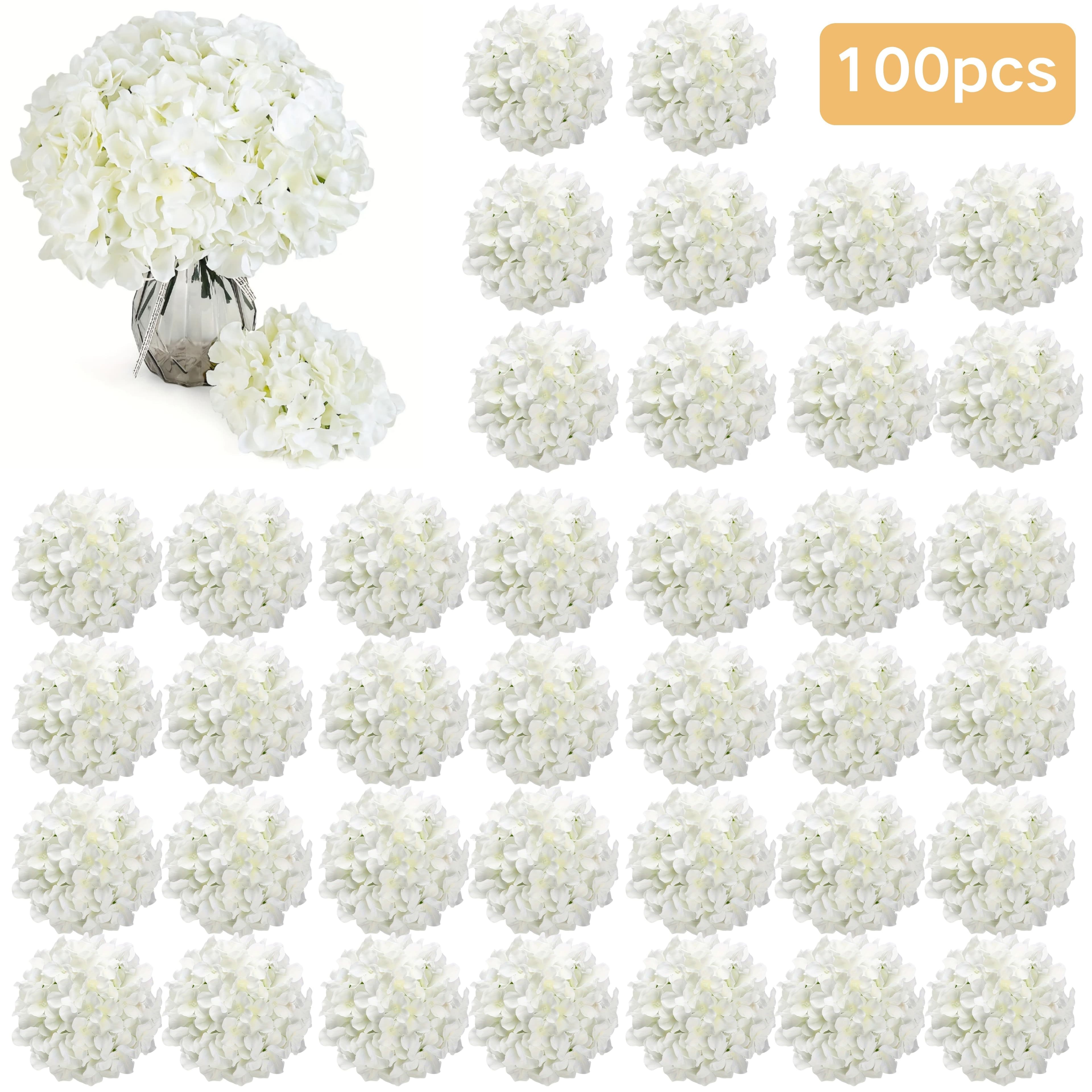 TEMU 100pcs Of White Hydrangea Heads (with Wire)