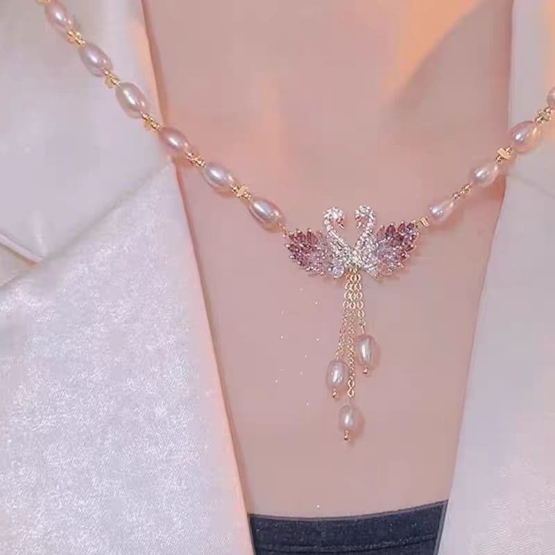 TEMU 1pc New Fashionable High-end Swan Pearl Necklace Niche Design Versatile High-end Elegant Temperament Collarbone Chain