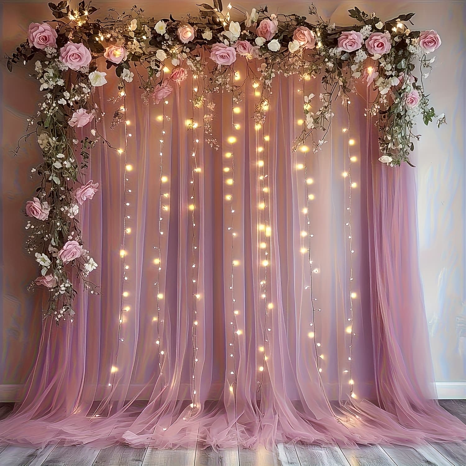 TEMU 2pcs Photo Booth Props, 5.2x10ft, Dusty Rose Tulle Backdrop Decoration, Transparent Tulle Backdrop Decoration, For Wedding, Birthday Party, Photo Shoot Decorations, Events, And Party Supplies.