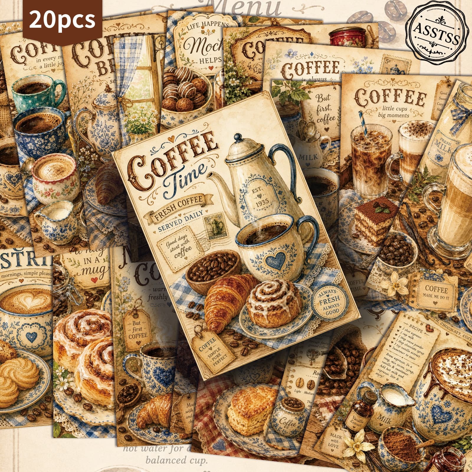 TEMU 20-pack Asstss Vintage Postcards - 4x6 Inches Retro Junk Journal Supplies, Classic Pinup Illustrations Collectible Decorative Painting Cards For Scrapbooking & Crafting