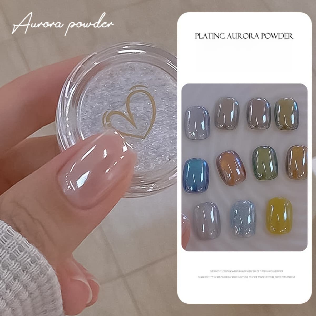 TEMU 1pc High-gloss Electroplated Color Aurora Powder Mirror Crystal Plated Powder Nail Decoration Nail Art Special, Suitable For Birthdays, Graduation Ceremony Gifts Or Daily Commuting Parties
