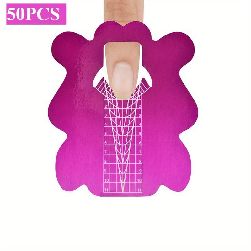 TEMU 50/100pcs Reusable Nail Extension Mold Set, Durable Non-slip Nail Stencils With , Salon-grade Manicure Tools For Nail Technicians (50 Or 100pcs)