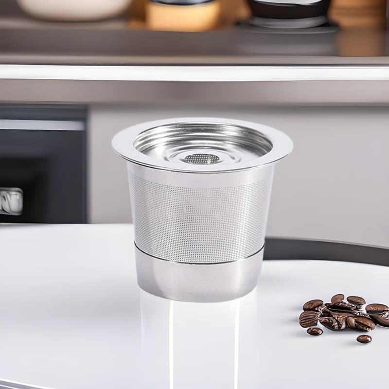 TEMU Portable Stainless Steel Coffee Filter Cup - Pour-over Design, With Lid, , High-density Filtration, Convenient For Brewing