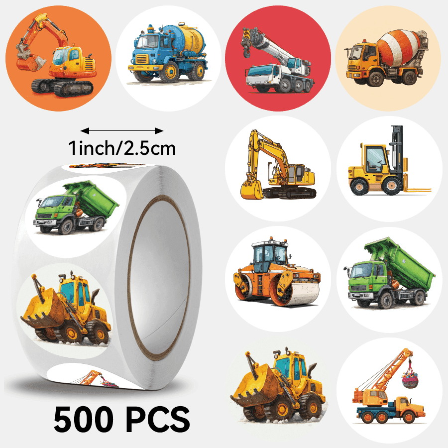TEMU 500pcs Construction Vehicle Stickers