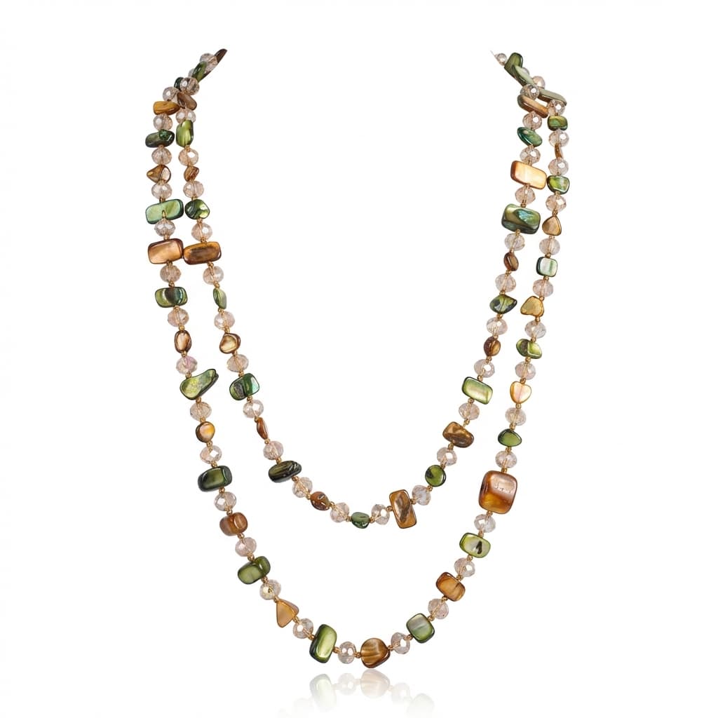 TEMU 1pc Vintage Multicolor Long Women's Necklace, Hand-woven Beaded Fashionable And Elegant Sweater Chain