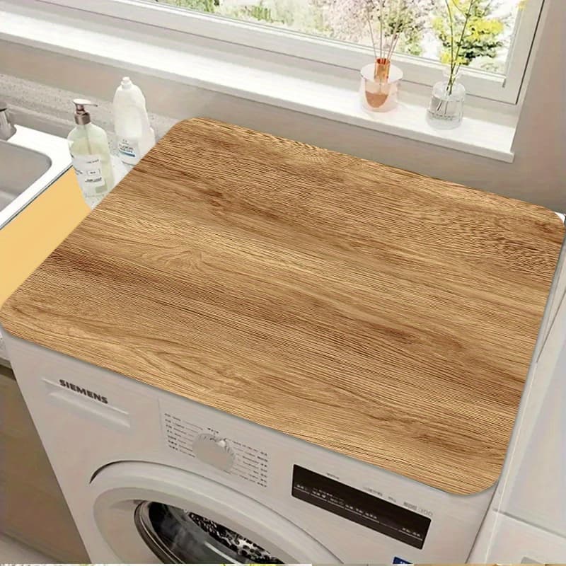 TEMU 1pc 2d Flat Washer & Dryer Mat - Multipurpose Dish Drying Mat. Wood Grain, Rustic Style Suitable For Coffee Machine, Kitchen Countertop, Laundry Room Decor, Anti-slip Bottom, Soft Surface