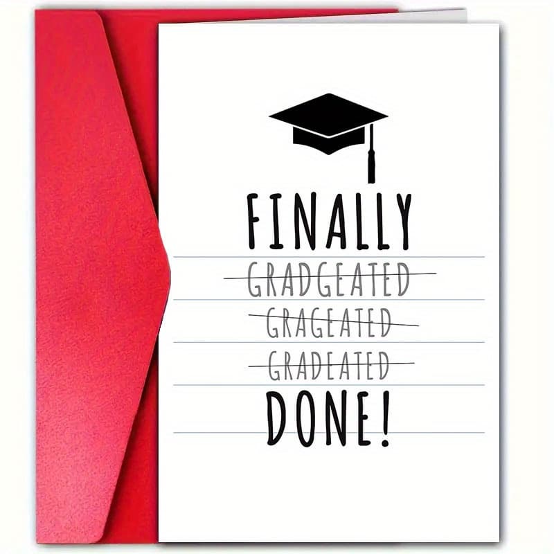TEMU 1pc Humorous Graduation Greeting Card, , Suitable For Any Recipient, With Envelope, For Family, , , , Celebratory Occasions, Farewell And Graduation Ceremony Events