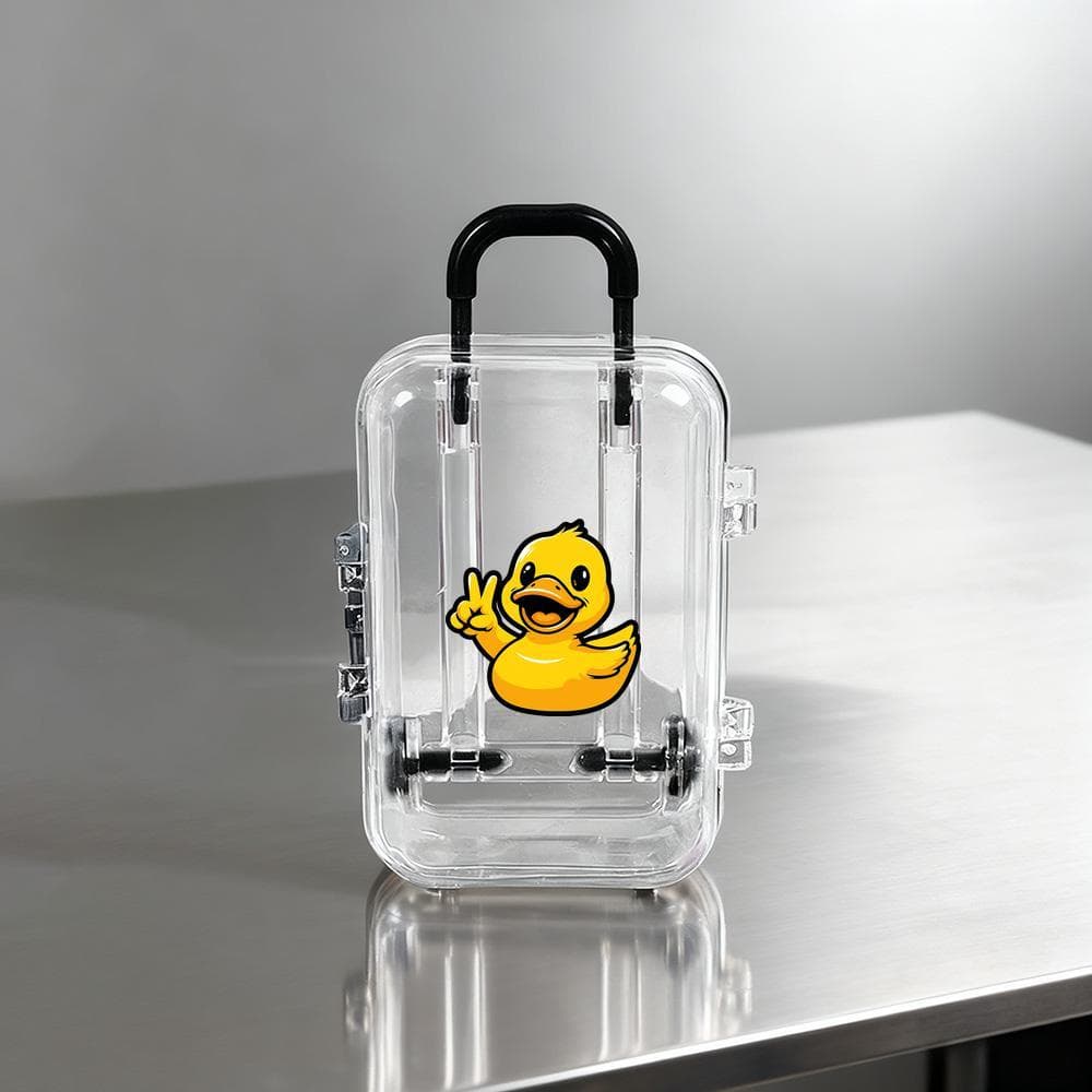 TEMU Clear Plastic Storage Container Featuring A Yellow , Perfect For Organizing Jewelry. This Kawaii Travel Case Comes With A Handle And Wheels, Making It An Ideal Gift For Love Cute Additions
