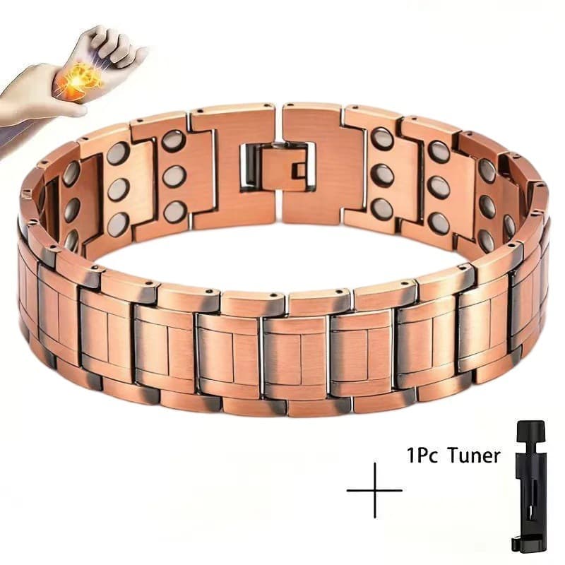 TEMU 2pcs Copper Magnetic Bracelet + Regulator, Including 57 3500 Super Magnets, Adjustable Wristband, Free Disassembly Tools, Gifts For Father And Grandfather