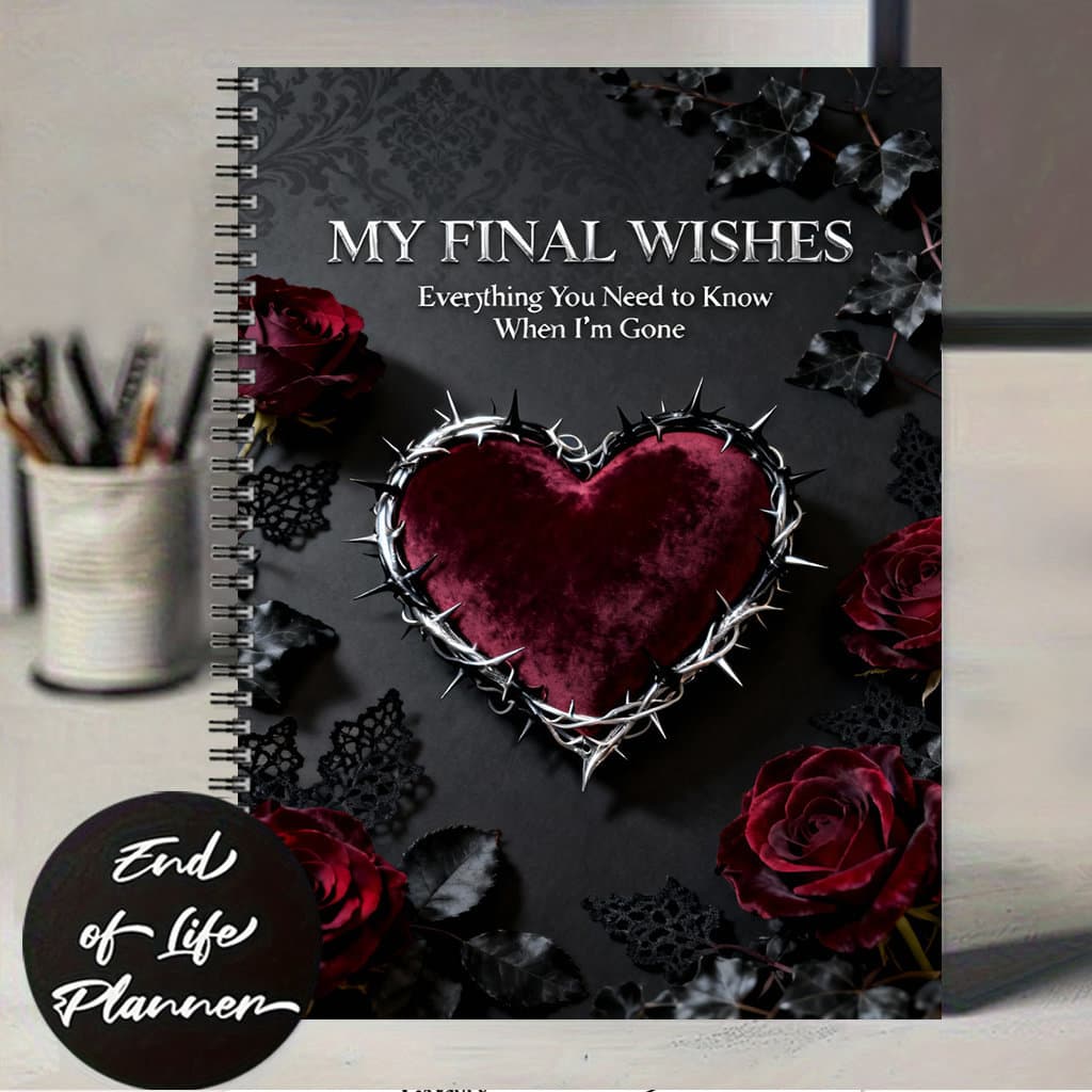 TEMU 1 Book Dark Gothic Planner With "my " Cover - Gothic Thorned Heart, Rose & Lace Design With Pen Holder | Elegant Binder Suitable For , Daily Schedule, Goal Tracking, Journaling, Work & Organizer