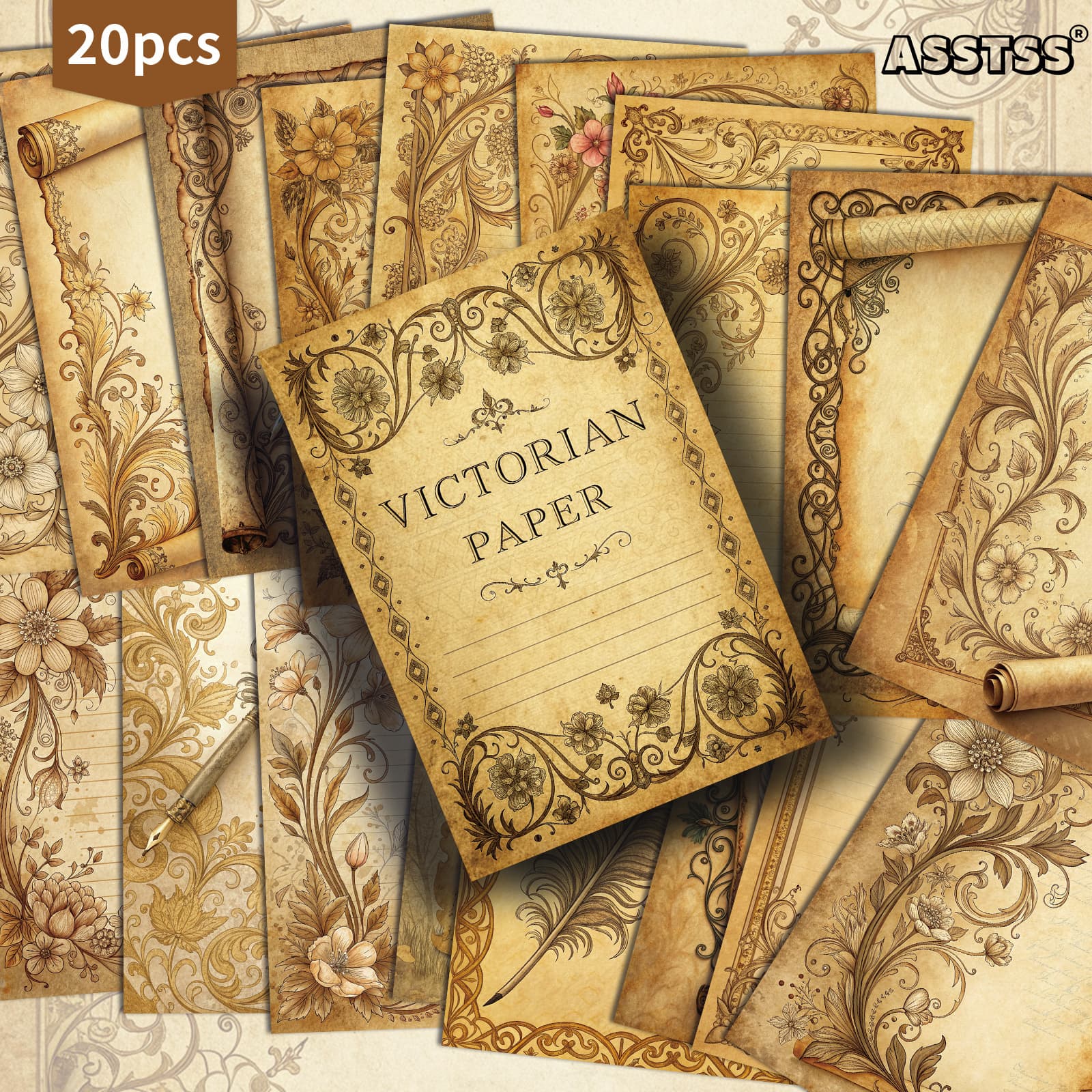 TEMU Set Of 20 Assorted Vintage Victorian-style Textured Postcards Measuring 4x6 Inches, Perfect For Retro Junk Journals, Scrapbooking, And As Collectible Decorative Art Cards For Crafting