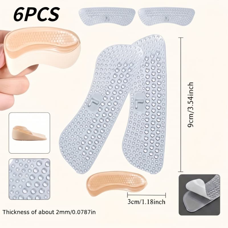 TEMU 6pcs Anti-slip Silicone Heel Protector Pads - Anti-blister Insoles, Women's High Heel Anti-slip Stickers, Men's Heel Pads, Insoles For All Kinds Of Shoes, , Prevents And Enhances Shoe