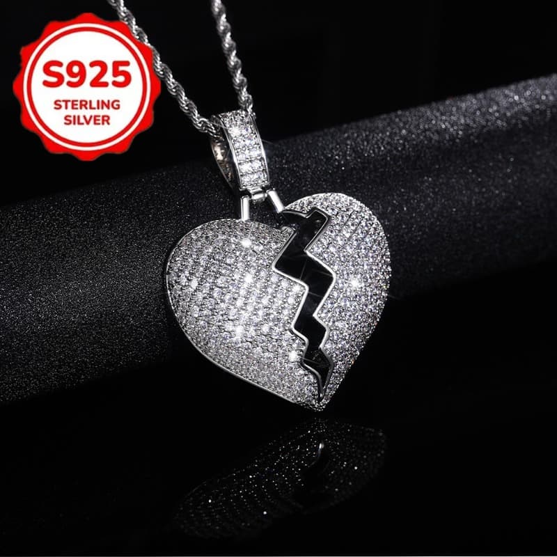 TEMU 1pc 925 Sterling Silver Heart Pendant Necklace Set With Exquisite 3a 3a Zirconia Heart-shaped Necklace, Light Luxury, High-end And Luxurious Daily Commuting Style