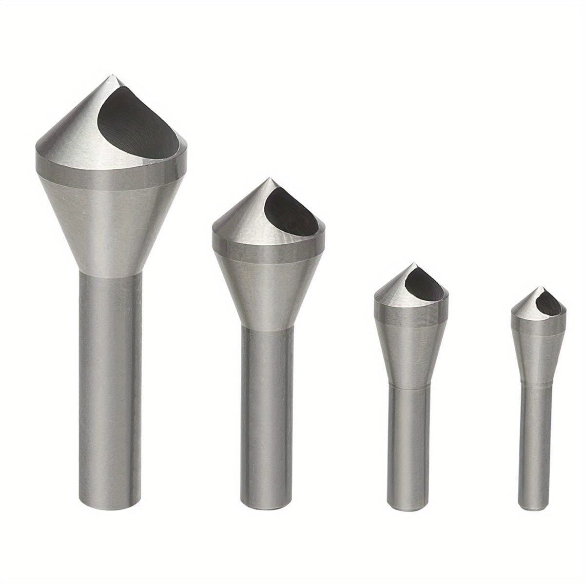 TEMU 4pcs Countersink Drill Bit Set Hss Chamfer Tool For Wood Metal Plastic Pvc Round Shank
