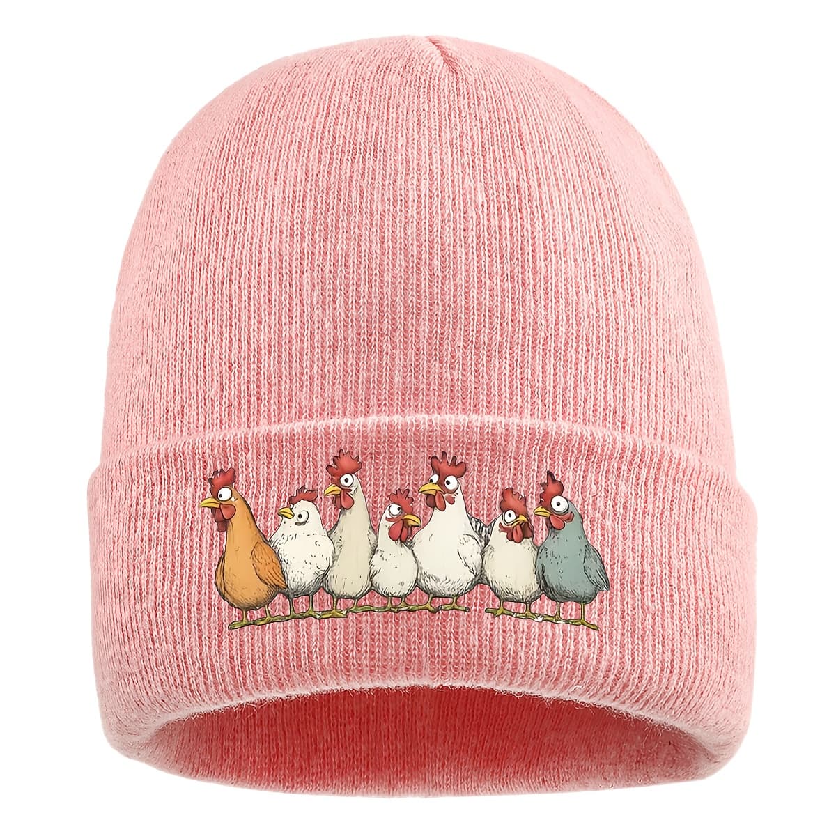 TEMU 1pc Retro Fashion Hat With Colorful Cartoon Chick Design - Windproof And Warm Winter Ski Hat, Suitable For Men And Women, Unisex Cold Weather Hat, Winter Hat, Outdoor Sports Gear Headwear