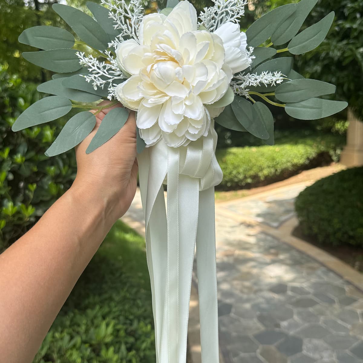 TEMU 1 Wedding Celebration Flower, Elegant For Lotus Flower Decoration Flower For Rearview Mirror, Wedding Chair Back Flower, Large Event Window Decoration Guest Reception Door Handle Ornament.