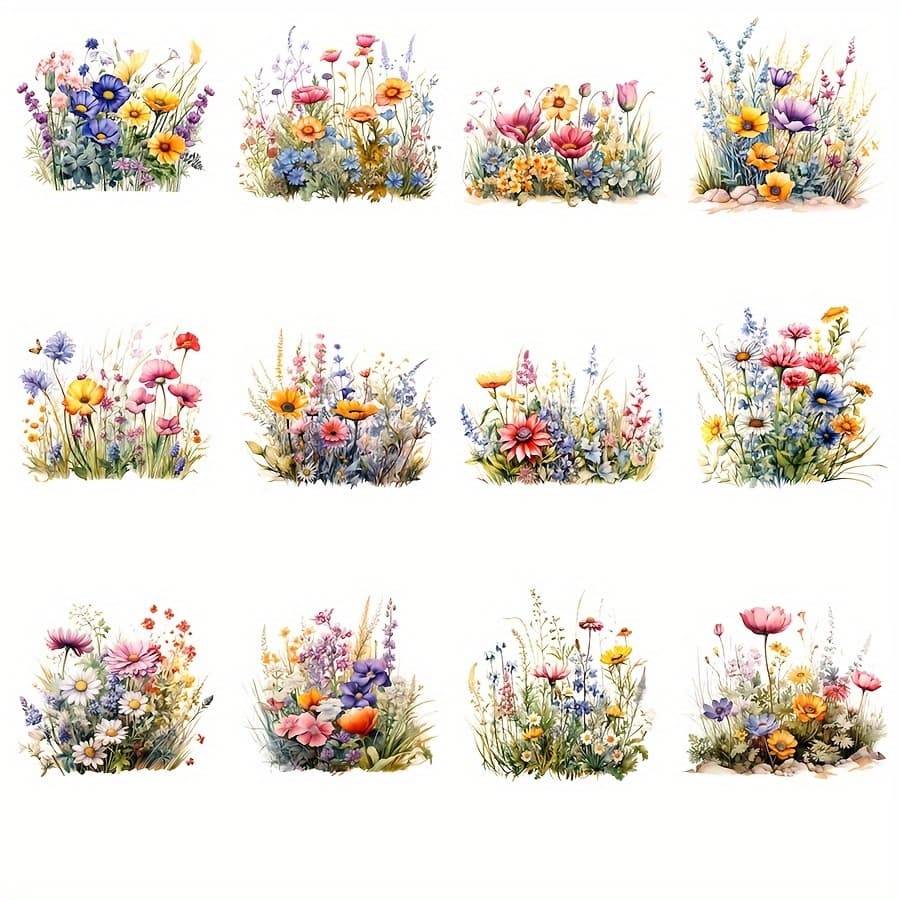 TEMU 12pcs/24pcs Spring Flower Pot Transfer Paper For Glass Bottles And Coffee Cups Packaging Decoration, Bottle Vase Transfer Paper, Laptop Phone Case Gift Card Transfer Paper, Illustration, Bottle