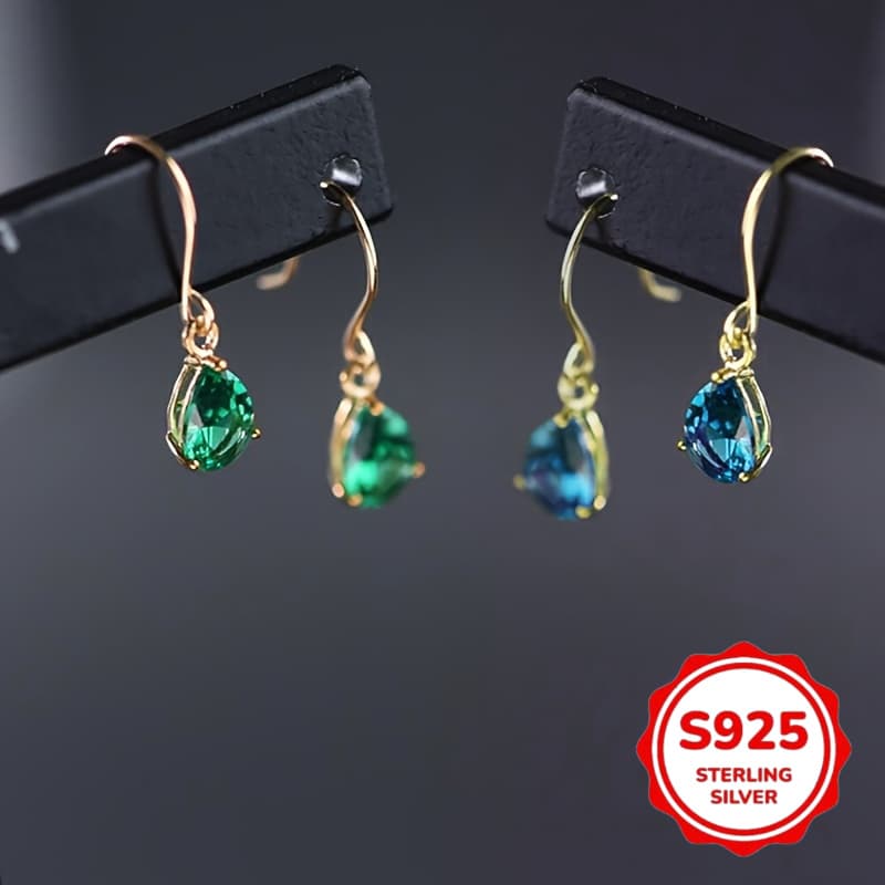 TEMU A Set Of Earrings Made Of 925 Silver, With Synthetic Crystals, Featuring A French Court Design That Embodies Luxury And , With A . Showcase Classic Drop Shapes