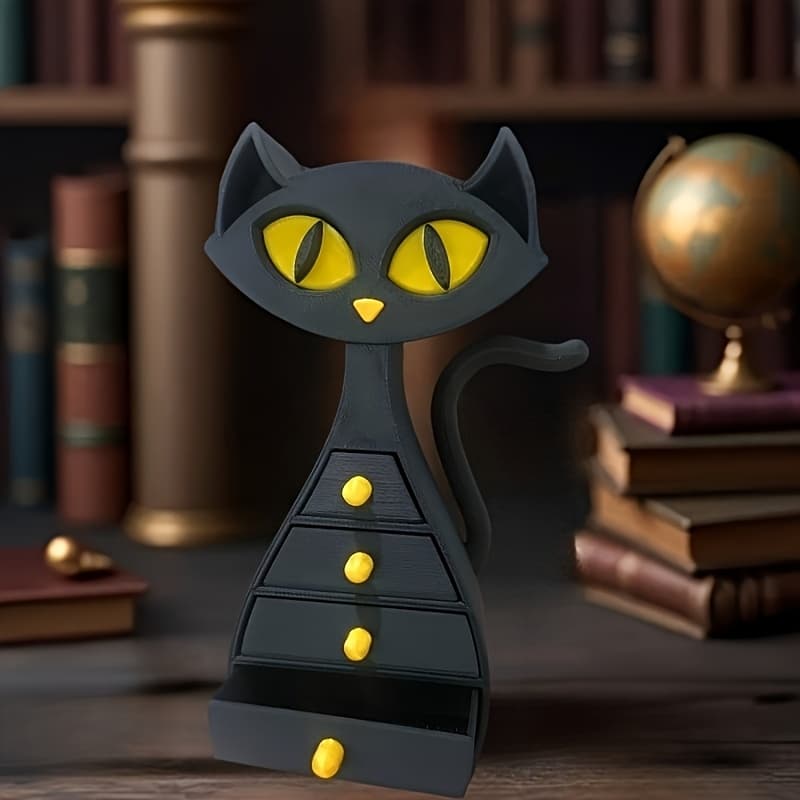 TEMU 1pc Fun Black Cat Decorative Box, Jewelry Box, Small Object Collection Box: Art Design-suitable For Storing Earrings, Necklaces, And Other Jewelry, Best Gift For On Christmas And Valentine's Day