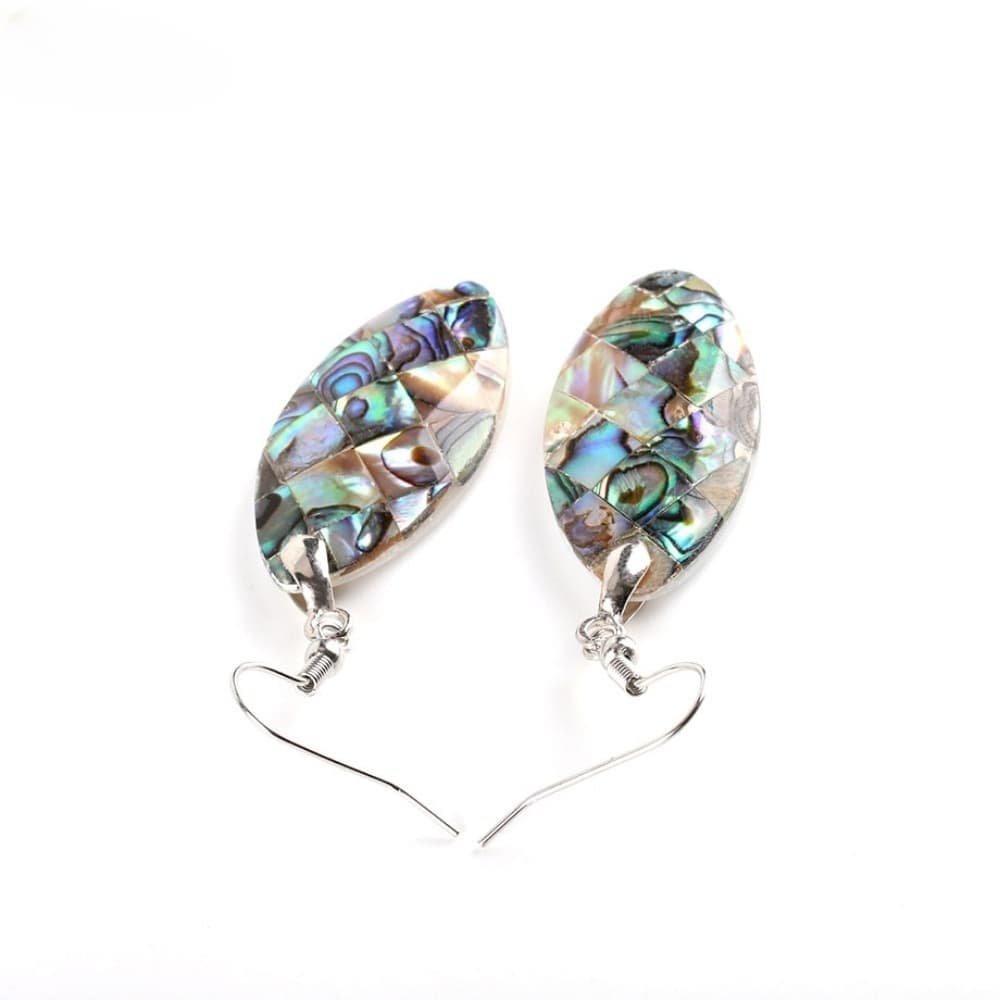 TEMU A Pair Of Natural Dangle Hook Earrings Featuring Paua Abalone Shell Bead Pendants, Designed For Women, Showcasing Hanging Fashion Jewelry From New Zealand