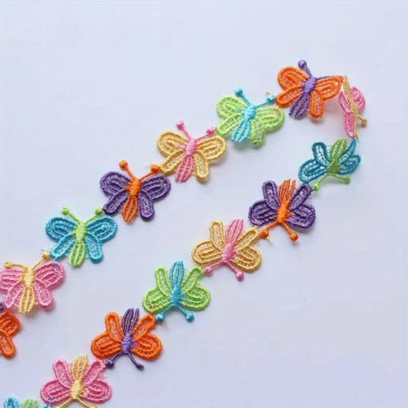 TEMU Vibrant Lace Trim Ribbon - Embroidered Decorative Ribbons For Crafting, Sewing, And Embellishments, Sewing Supplies|vibrant Embroidery|colorful Ribbon, Decorations