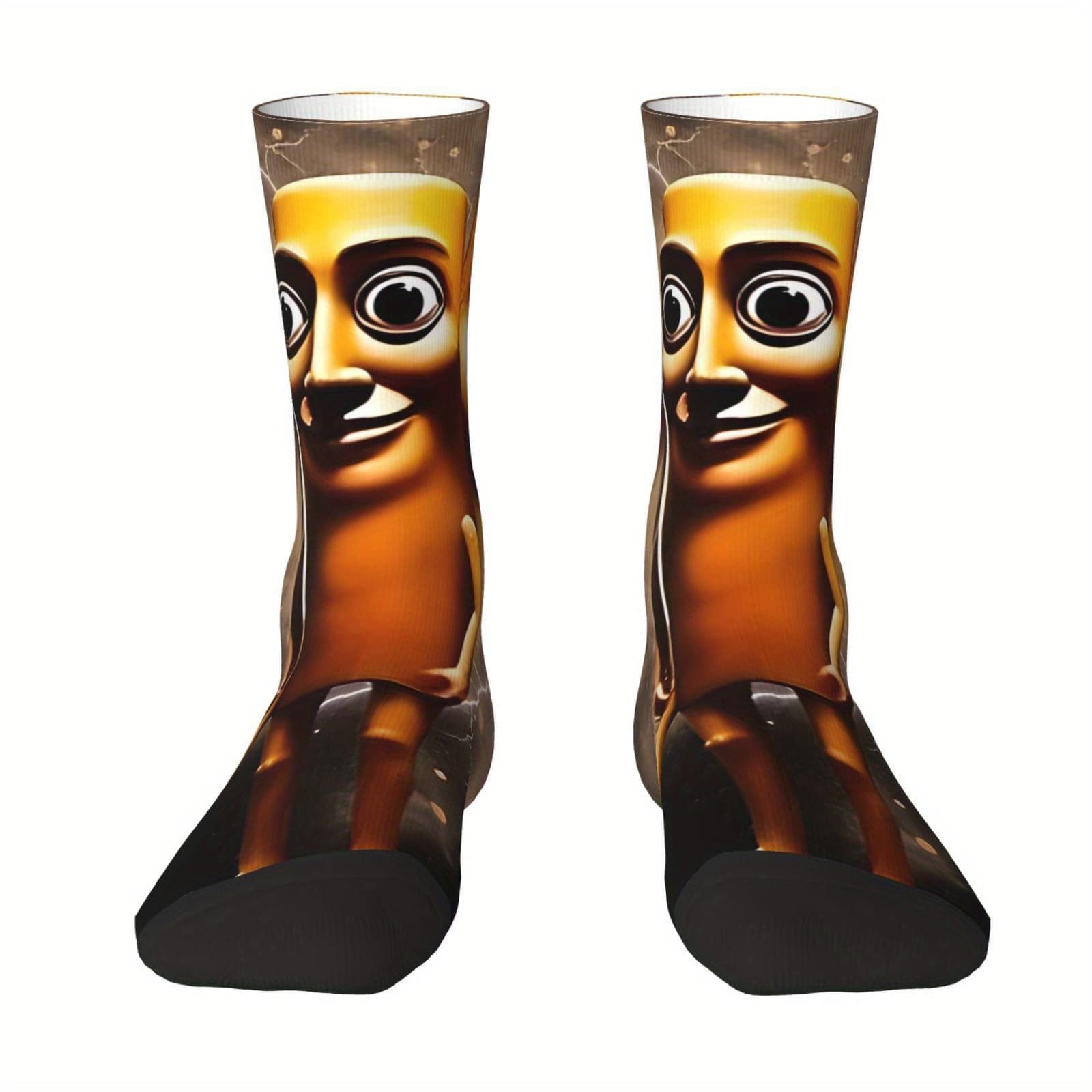TEMU 1 Pair Of Fun And Trendy Novelty Printed Socks Featuring The " " Tungtungtung Wooden Stick , Using 3d Digital Printing Technology. Unisex Novelty Printed Socks, The For Home, Outdoor Leisure