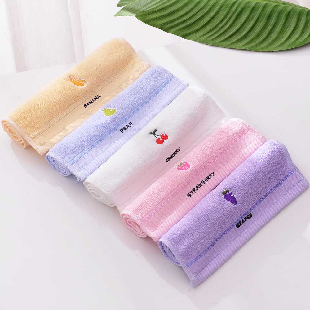 TEMU 5pcs Soft Embroidered Fruit Pattern Hand Towel Quick-drying Absorbent Microfiber Towel Vibrant Grape Cherry Daily Home Use Washcloth Microfiber Face Cloth Household Fruit Embroidered Hand Towel
