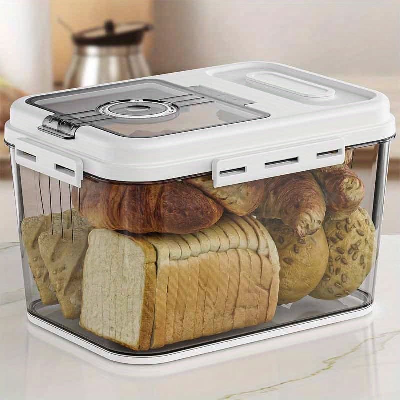 TEMU Airtight Bread Storage Container -1.32gal Bread Box For Kitchen Countertop, Perfect For Homemade Bread, , Cereal, Fruits, And More, Complimentary Bread Tongs And Measuring Cups, Stylish