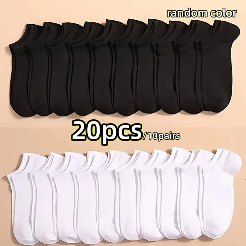 TEMU 20pcs/10 Pairs Of Summer Unisplus-use Solid-color Light-cut Low-top Invisible Socks, Random Colors, Breathable And Sweat-absorbent, Comfortable And Anti-slip, Essential For Casual Fitness