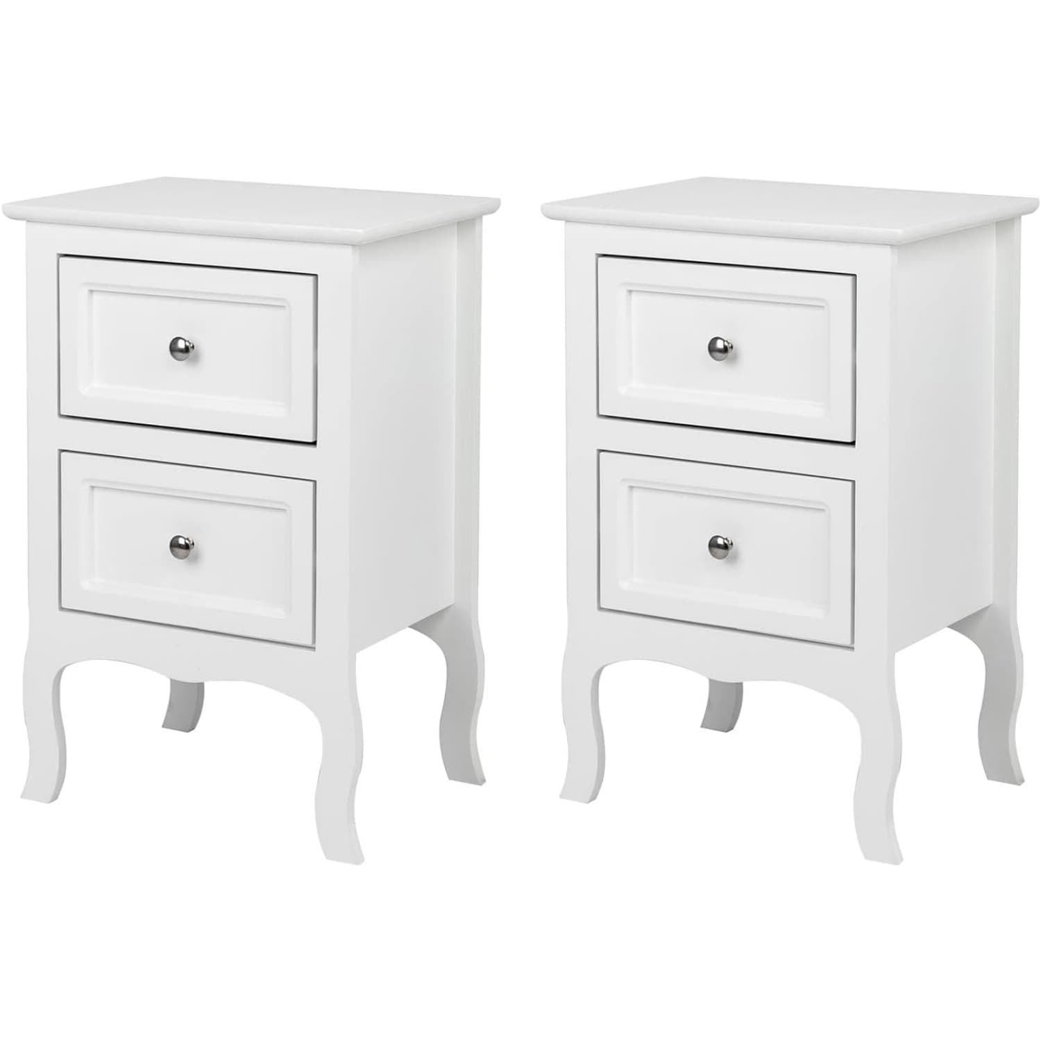TEMU White Nightstand, 1/2pcs Farmhouse End Side Table Bedside Nightstands Chest With Drawers Small Night Stand With 2/3 Drawer And Solid Wood Legs For Bedroom, Living Room